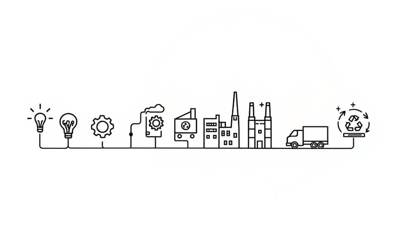 產品從概念到回收的旅程示意圖