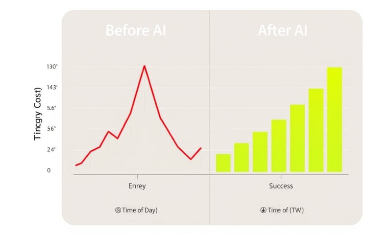 導入 AI 前後能源成本對比圖