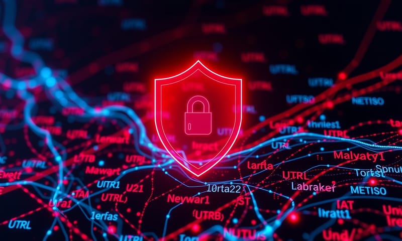 一個概念圖，象徵安全工具正在掃描並過濾有害的網路連結。