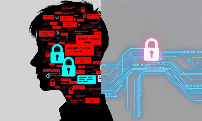 一個象徵性的對比：左邊是遭受釣魚攻擊後的混亂，右邊是啟用防護後的安心。