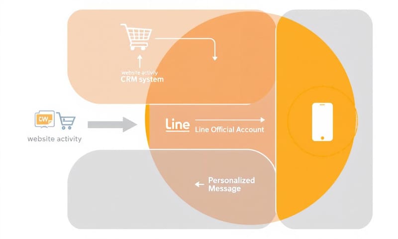 CRM 與 LINE 整合後的自動化行銷流程示意圖