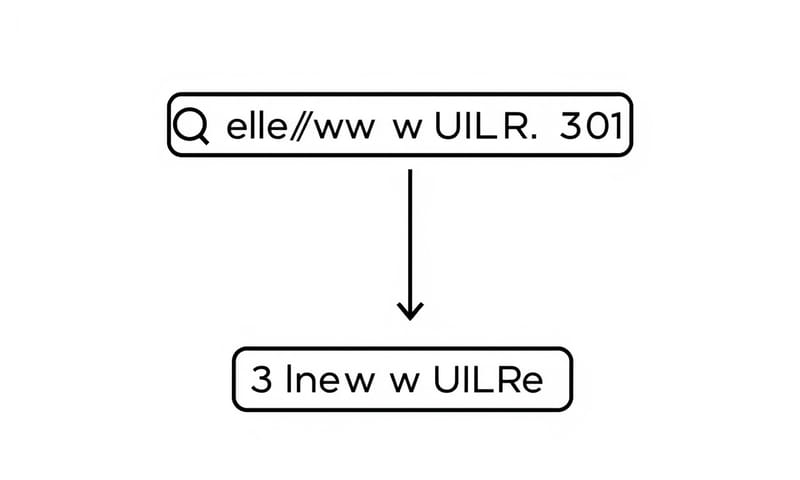 一個表示 301 轉址流程的極簡線條圖