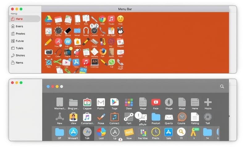 雜亂與整理過的 Menu Bar 狀態對比