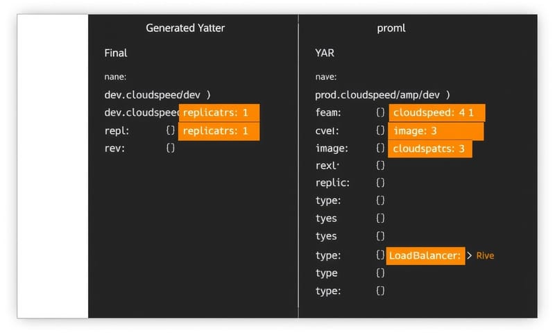 比較 Kustomize 為 dev 和 prod 環境生成的最終 YAML