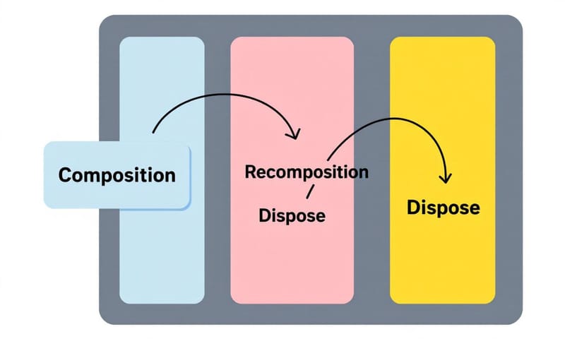 Compose 生命週期的抽象概念：進入、停留、然後離開