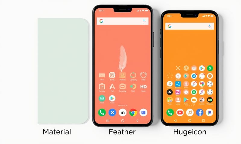 不同 Icon Library 在同個介面上的視覺差異
