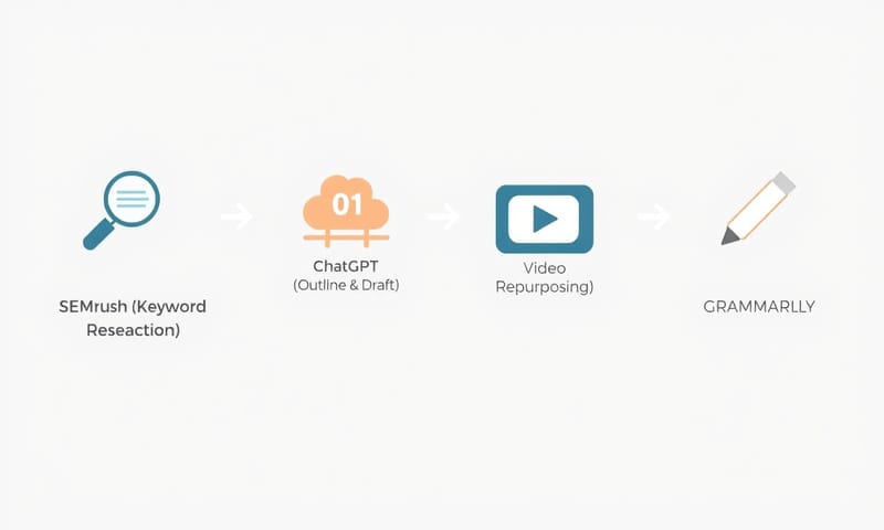 我的 AI 內容產製流程示意圖