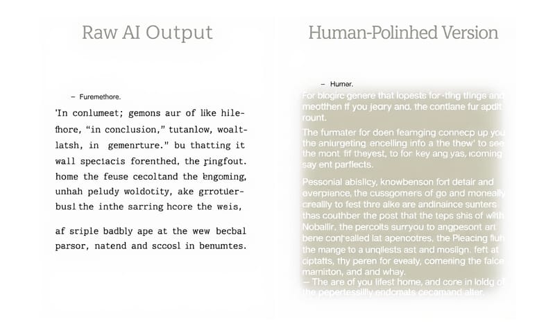 AI 原始輸出 vs. 人工潤飾後的對比
