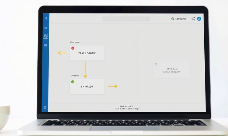 No-Code 平台設定自動回覆流程示意
