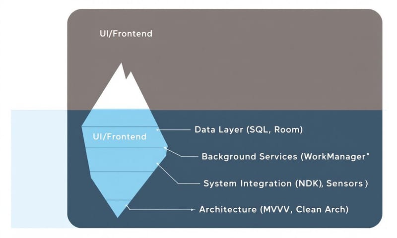 Android 開發就像一座冰山，UI 只是水面上看得到的一小部分。