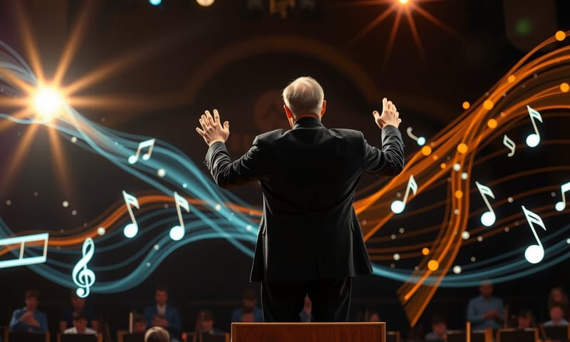 人類作為指揮家，引導由數據與光構成的 AI 交響樂團