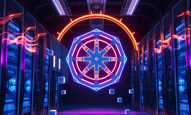 Kubernetes 核心概念，象徵著容器的自動化編排與管理。