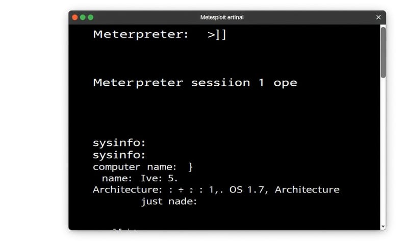 成功利用漏洞後，取得 Meterpreter session 的畫面，這代表已成功控制目標。