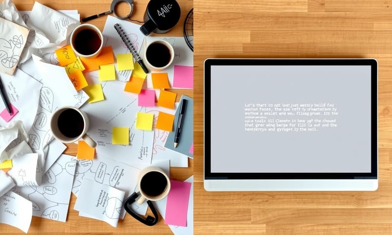 真實思考的混亂，對比 AI 輸出的整潔