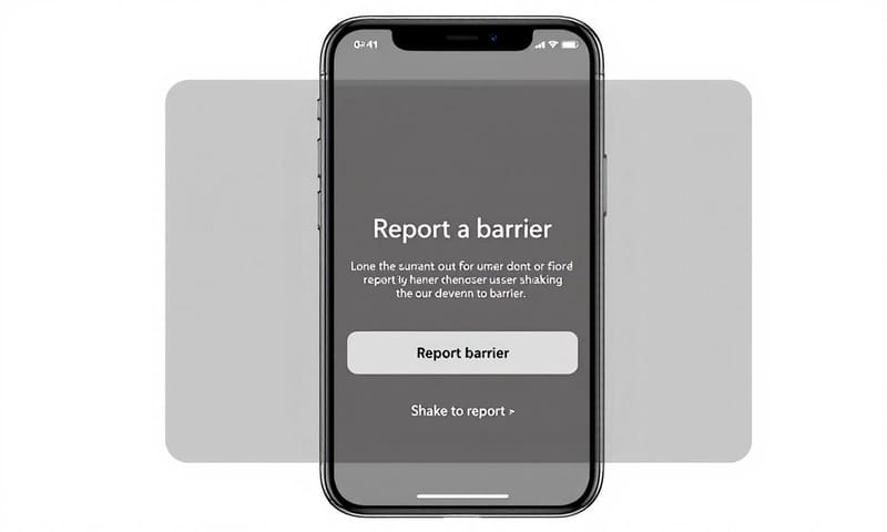搖晃手機後，從底部彈出的回報視窗示意圖