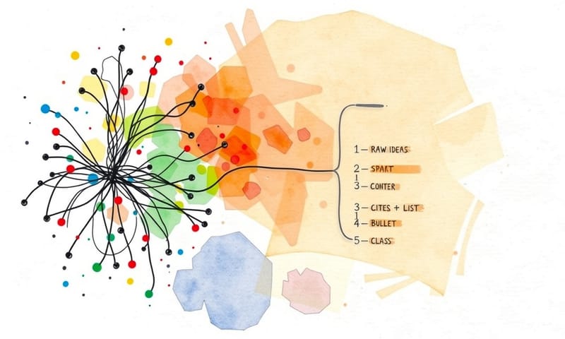 將雜亂思緒轉化為結構化筆記的過程